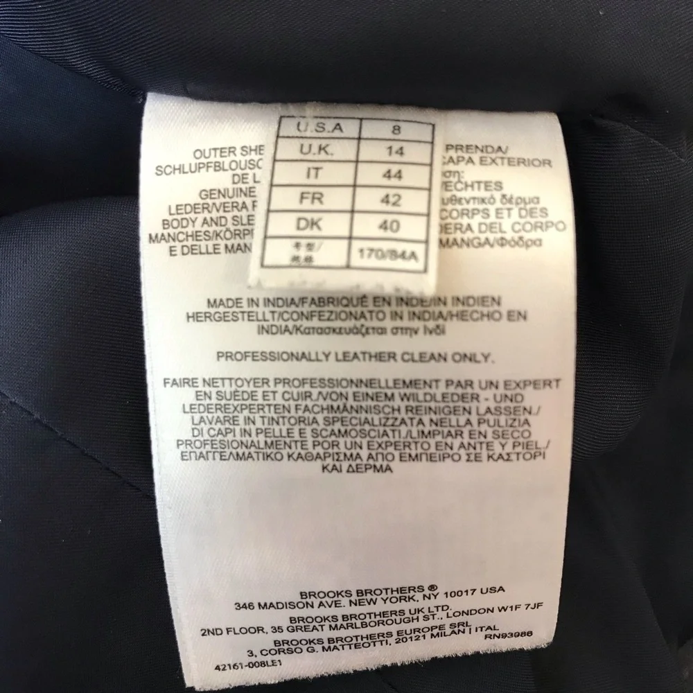 Brooks Brothers Navy Leather Blazer